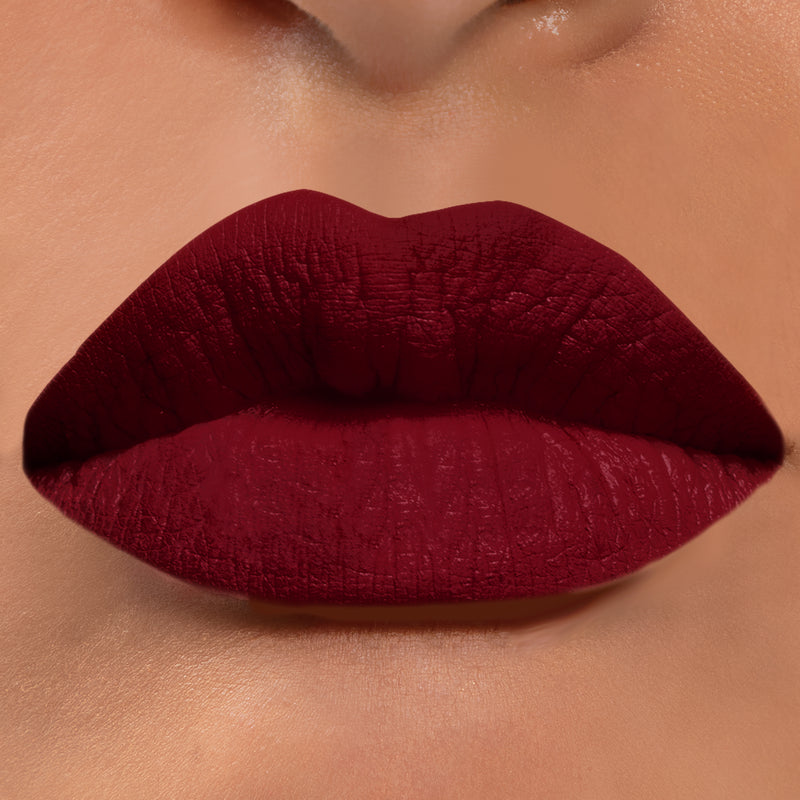 dark maroon liquid lipstick