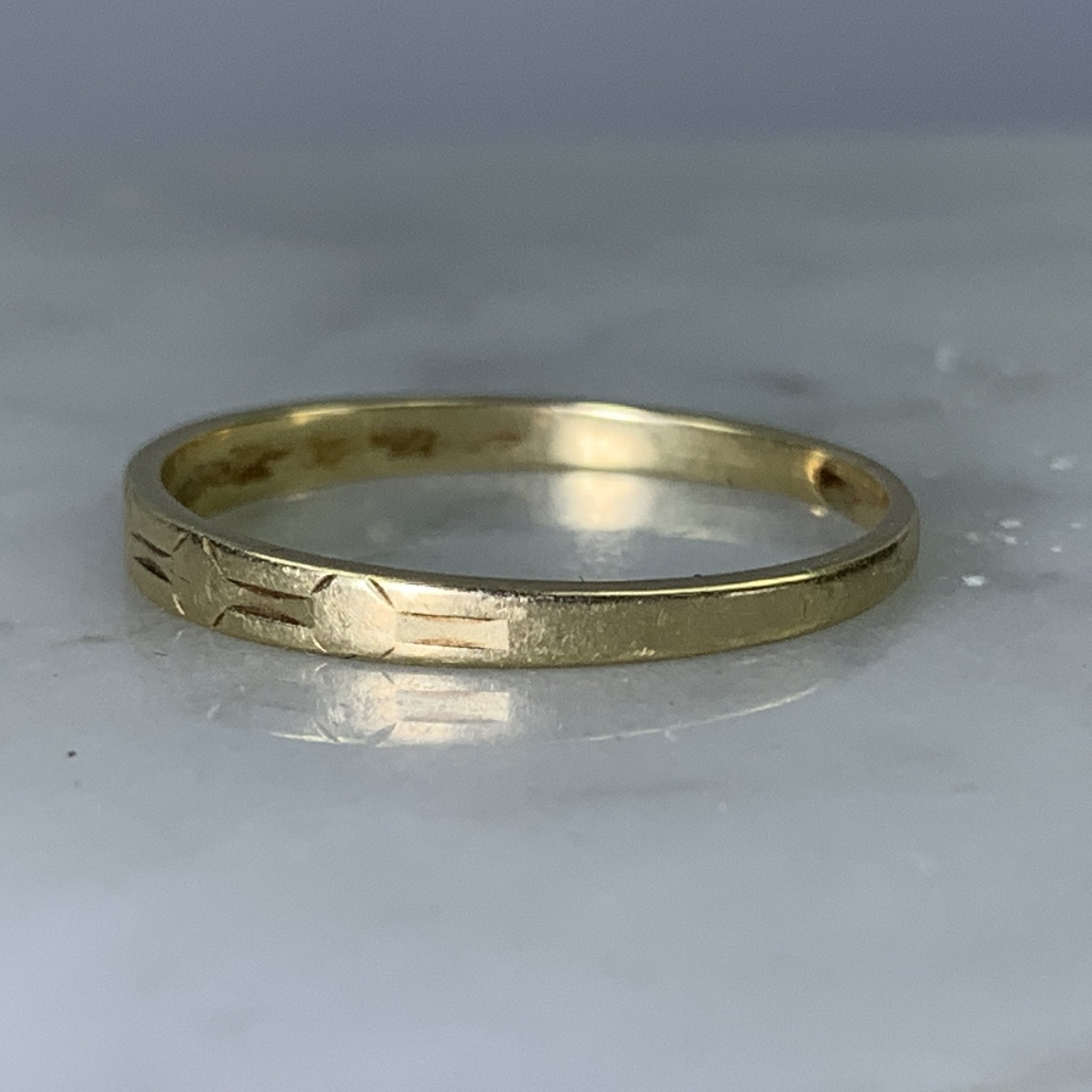 Art Deco Yellow Gold Wedding Band by Kaynar. Perfect Wedding Ring, Thu