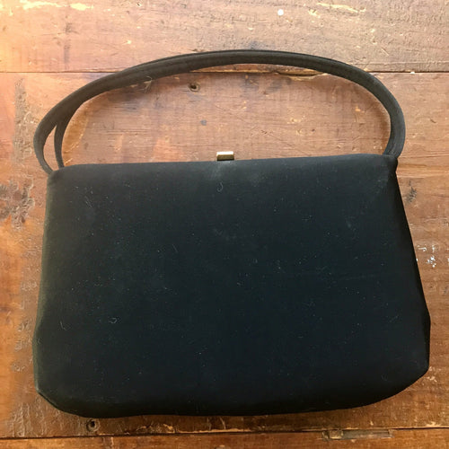 Vintage 1970s Little Black Handbag by La Regale. Black Micro Pleats wi