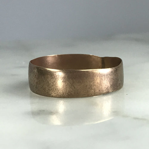 1900s Victorian Etched Gold Wedding Band or Stacking Ring in 10k Rose