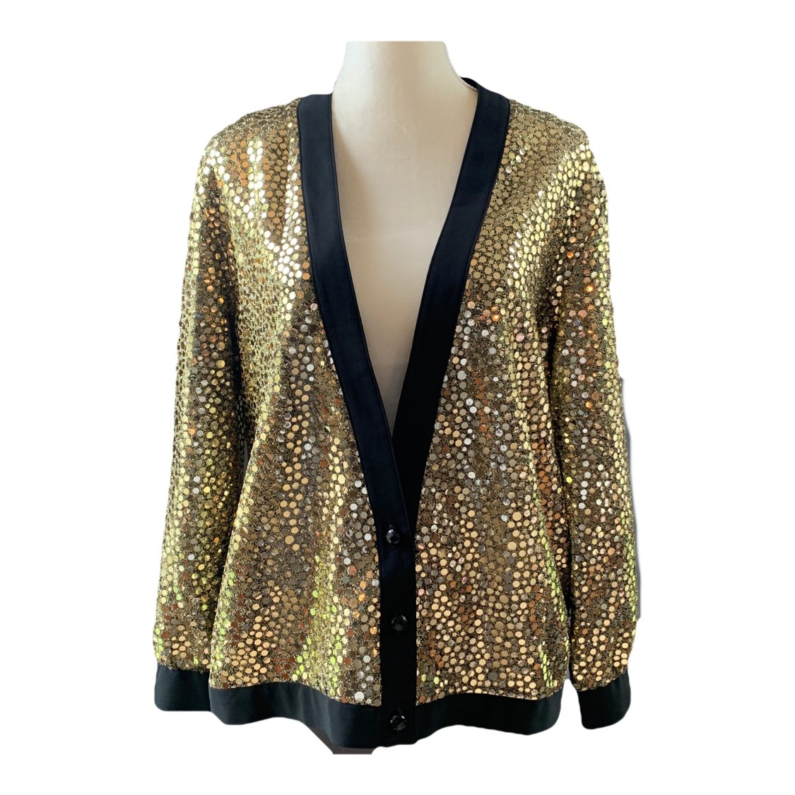 Vintage Gold Sequin Cardigan or Jacket by Edith Flagg's Three V