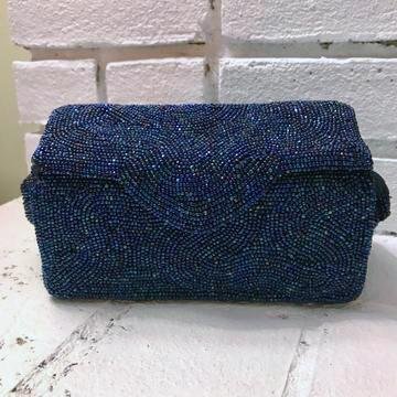 Vintage 90's Navy Blue Beaded Purse