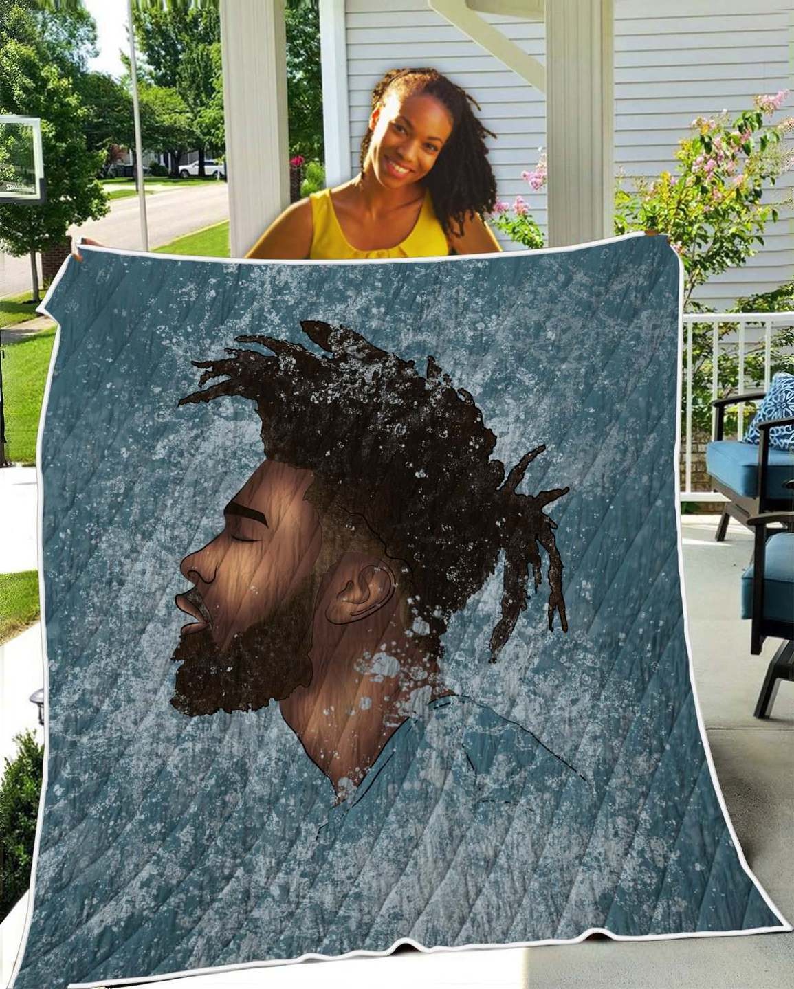 African Men Art Quilt Black Boy Joy Short Hair Cool Fresh Style Quil Naptural Gift