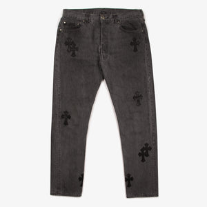 Leather Cross Patch Jeans