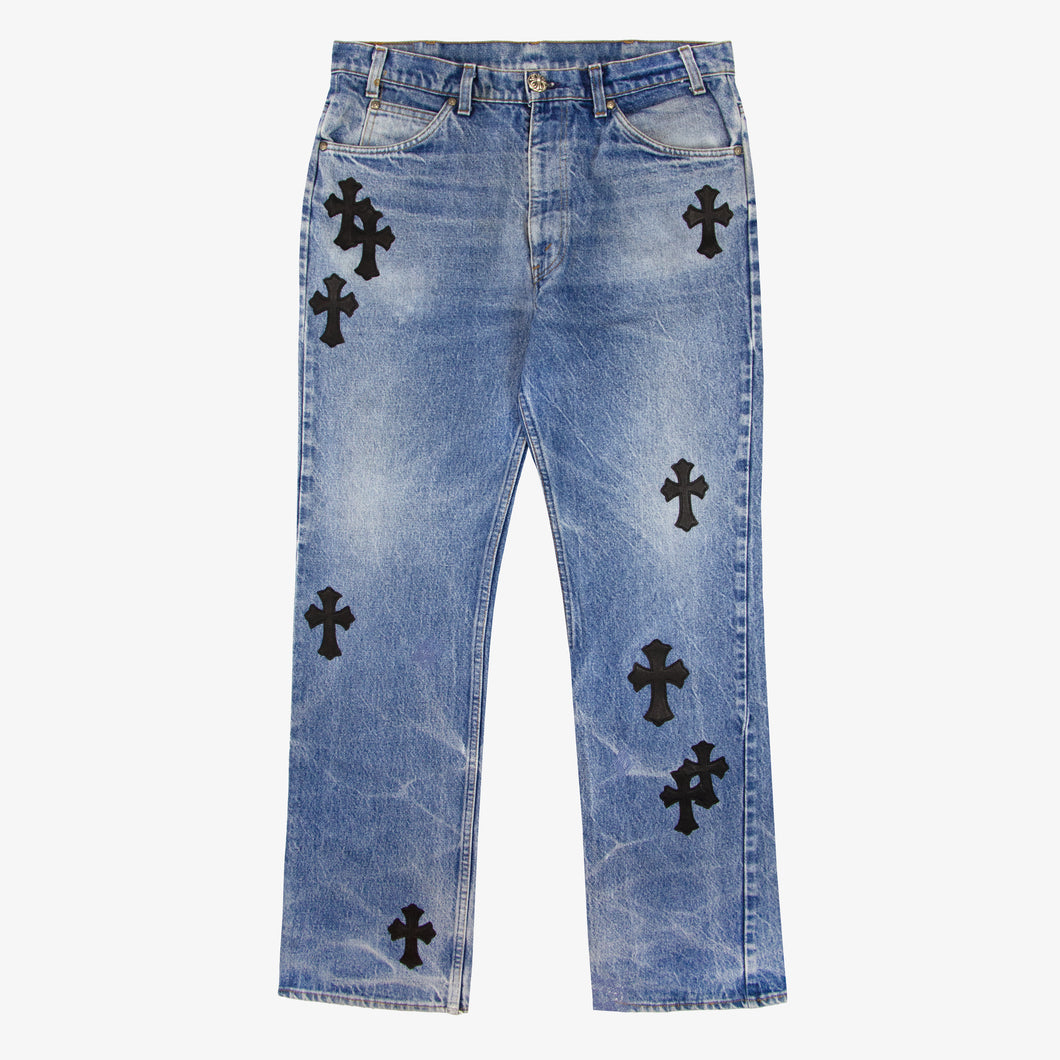 Chrome Hearts Fleur Knee Cross Patch Jeans