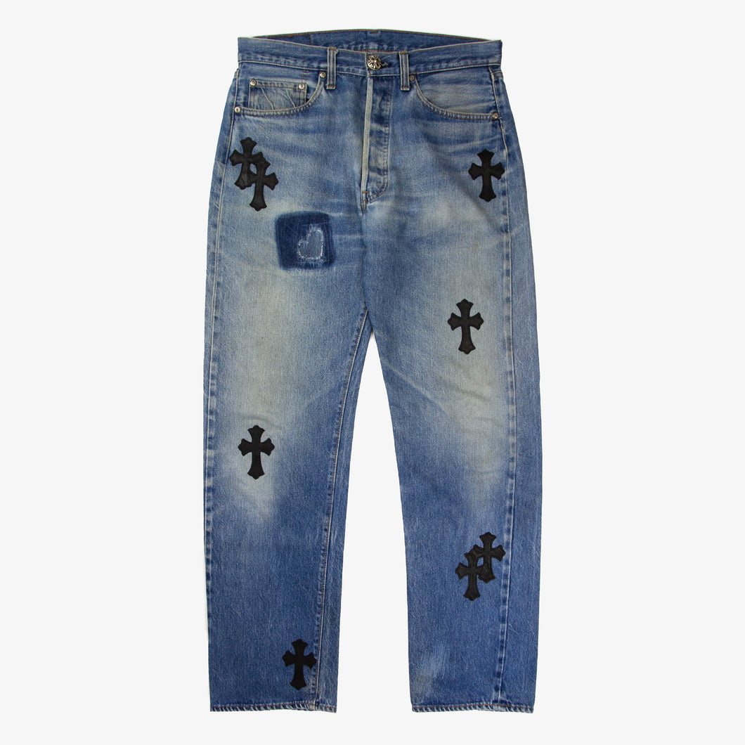 Chrome Hearts Jeans Levi's Alligator Black Cross Patch Denim