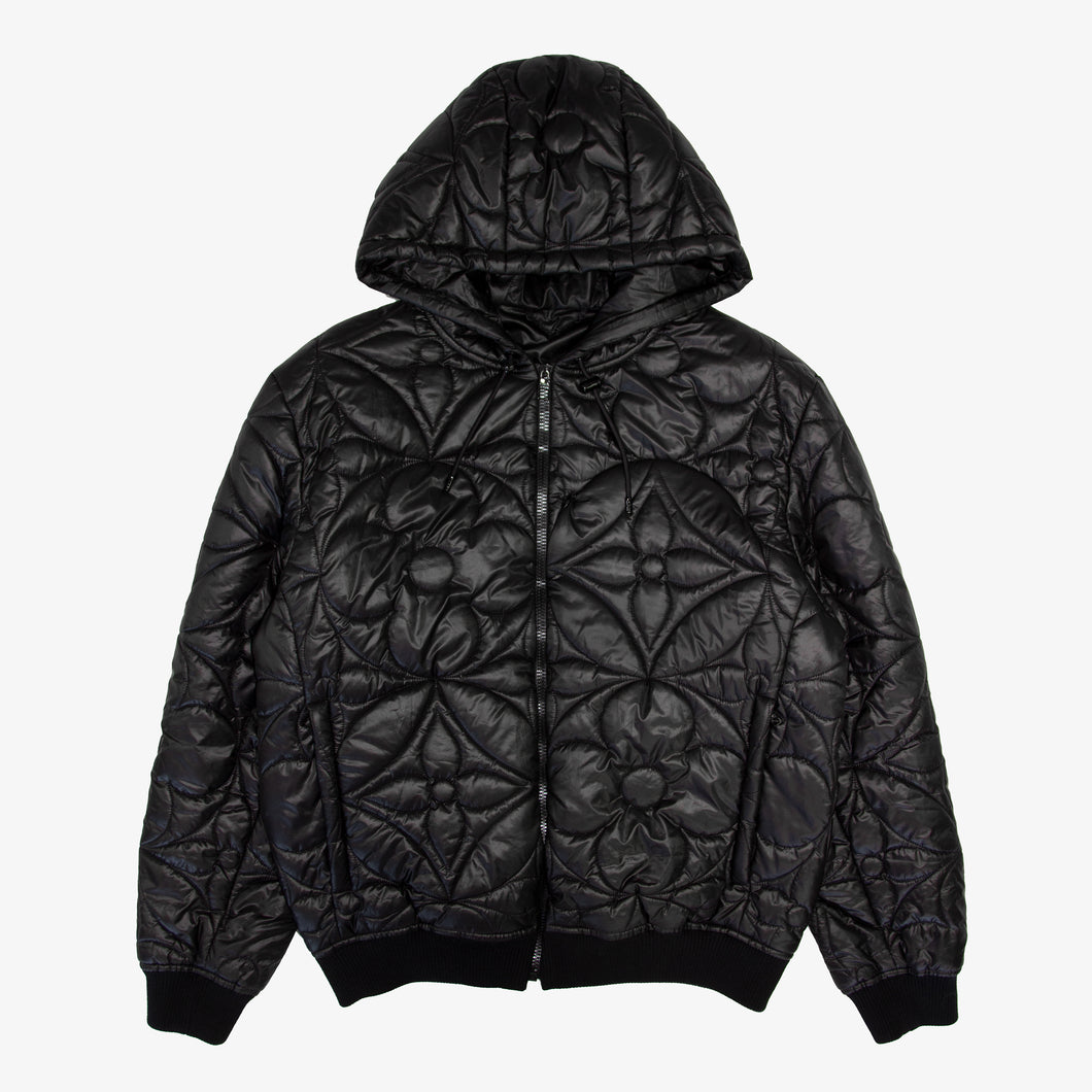 Louis Vuitton Lvse Flower Quilted Hoodie Jacket BLACK. Size 56