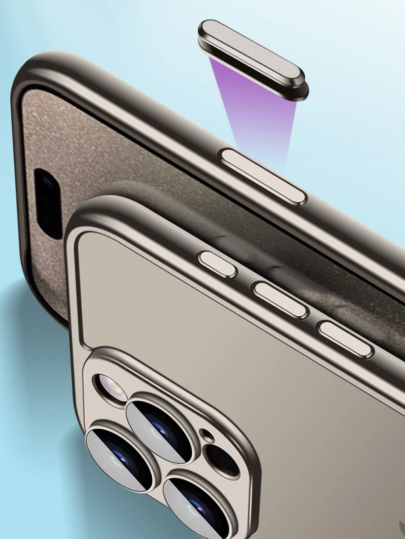 Case iPhone Galvanizada com Moldura Removível e Proteção de Câmera