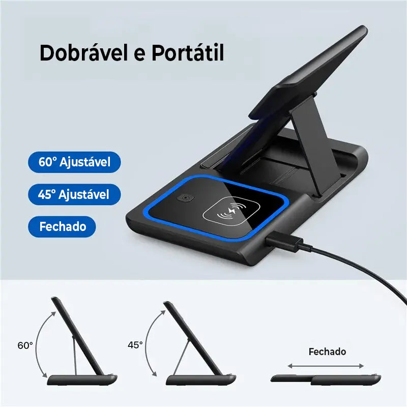 Carregador sem fio 3 em 1 para iPhone - Stand Pad