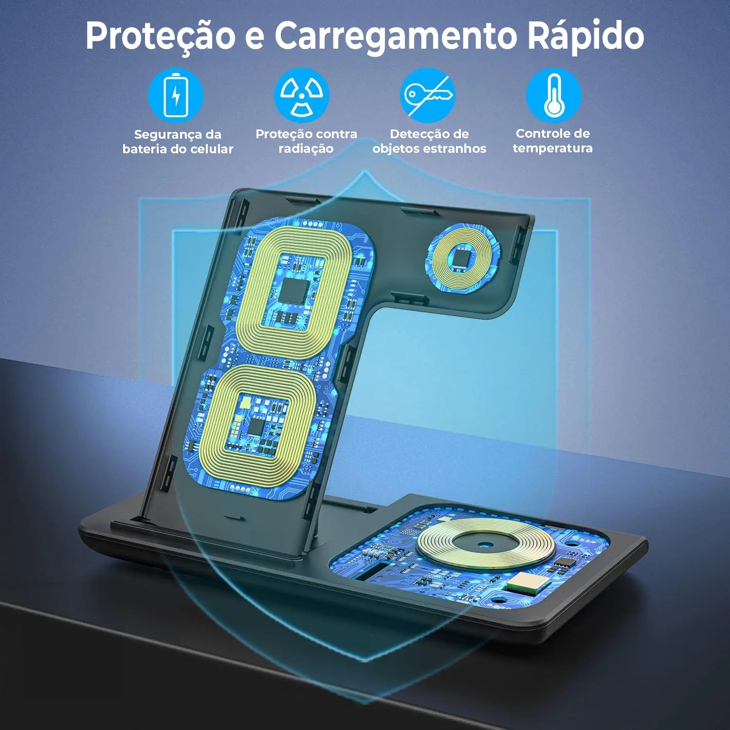 Carregador sem fio 3 em 1 para iPhone - Stand Pad