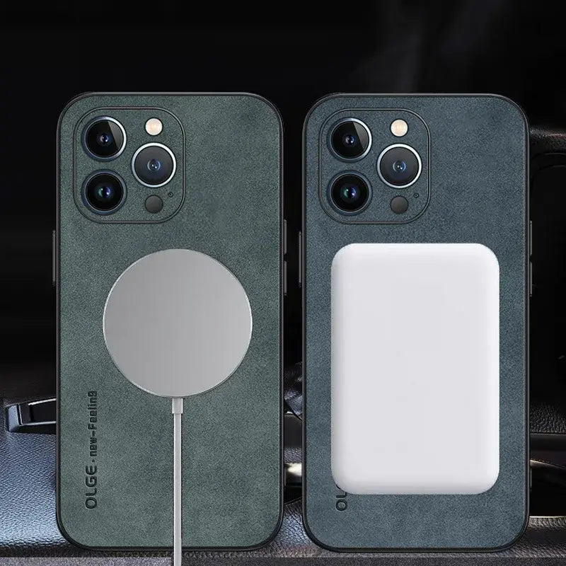 Case iPhone de Couro Luxury MagSafe