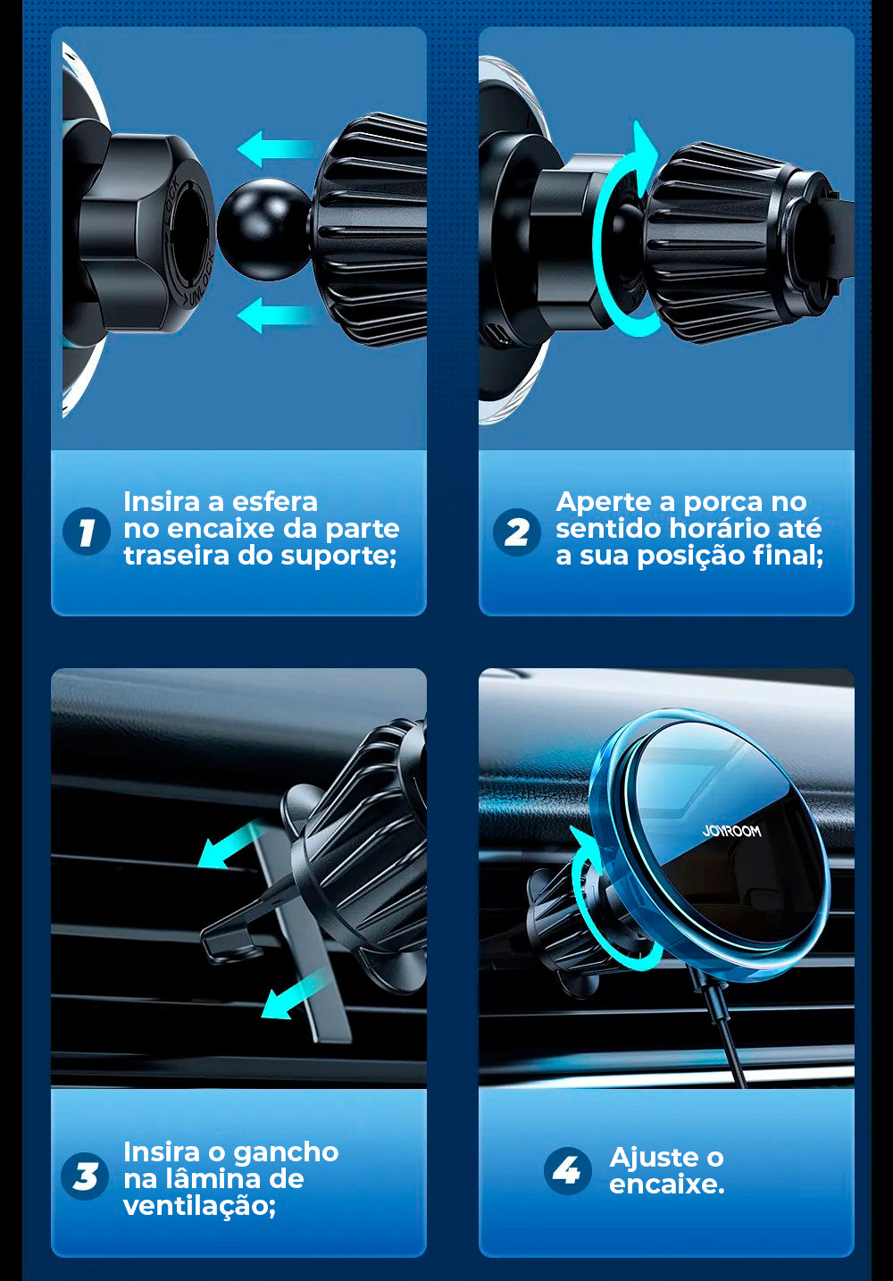 Carregador Magnético Automotivo Joyroom de Alta Absorção