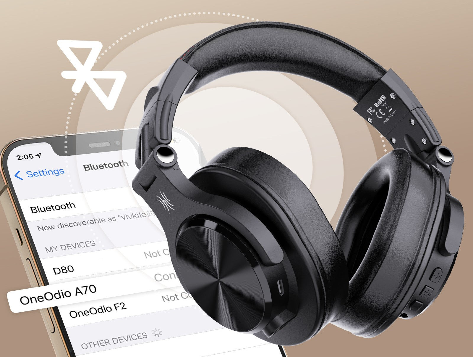 Headphone Bluetooth Fusion A70