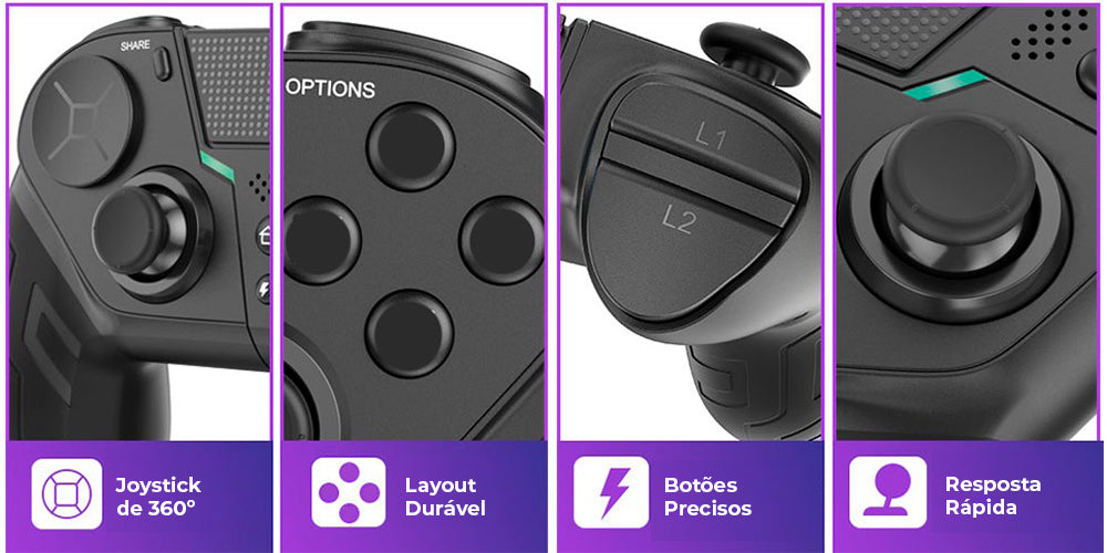 Controle Bluetooth Wireless Premium para PS4 e PC
