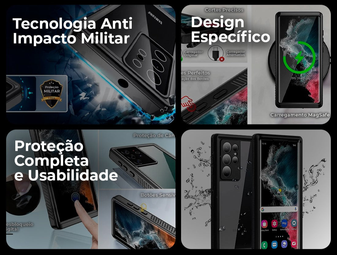 Case Samsung de Dupla Proteção 360º À Prova D'Água