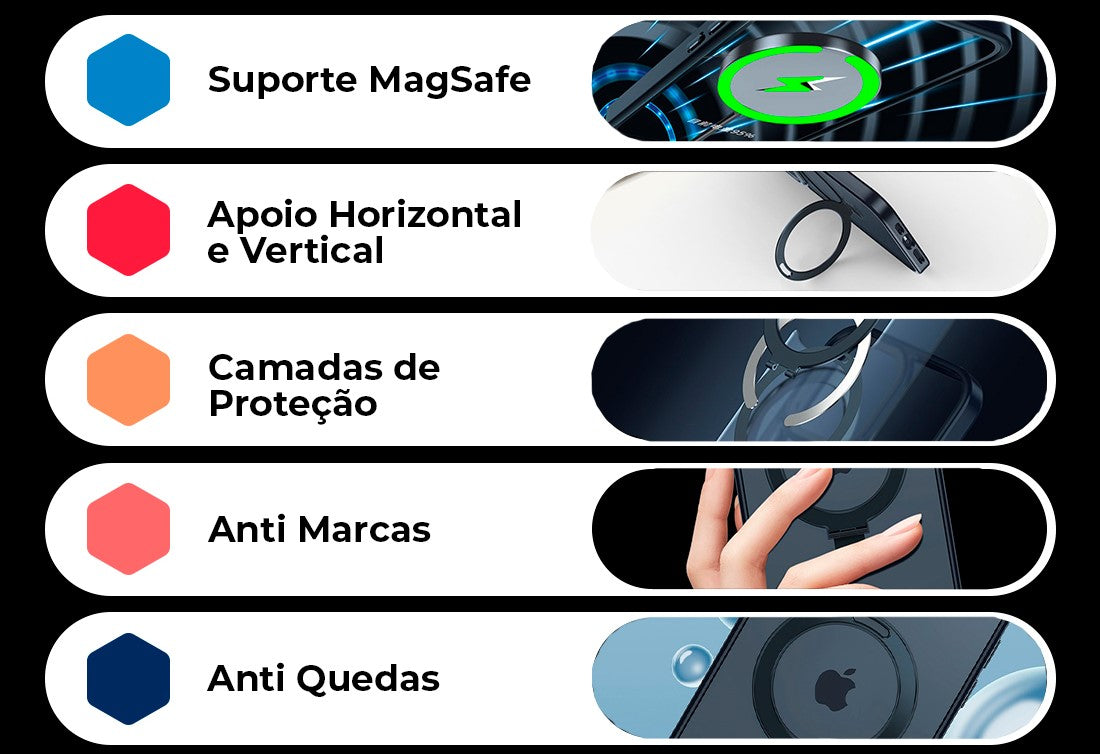 Case iPhone Fosca MagSafe com Suporte Metálico