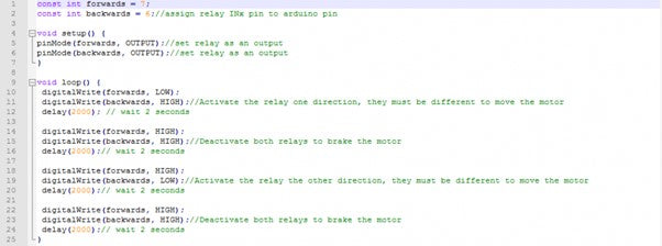 The example for linear actuator Arduino code.