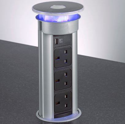 Photo of an automated retractable power outlet