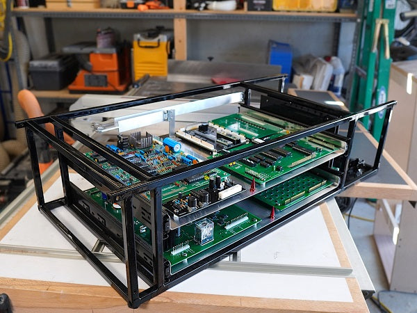 Cabinet with circuit boards on drawers