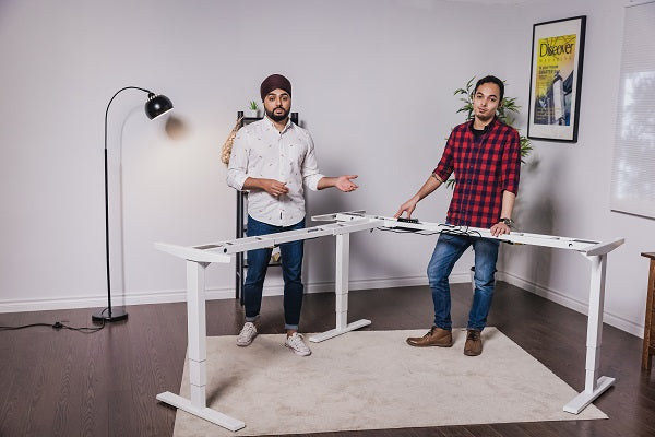 Estructura de mesa elevadora de esquina blanca