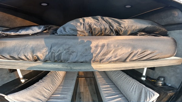Custom van bed with mattress in place