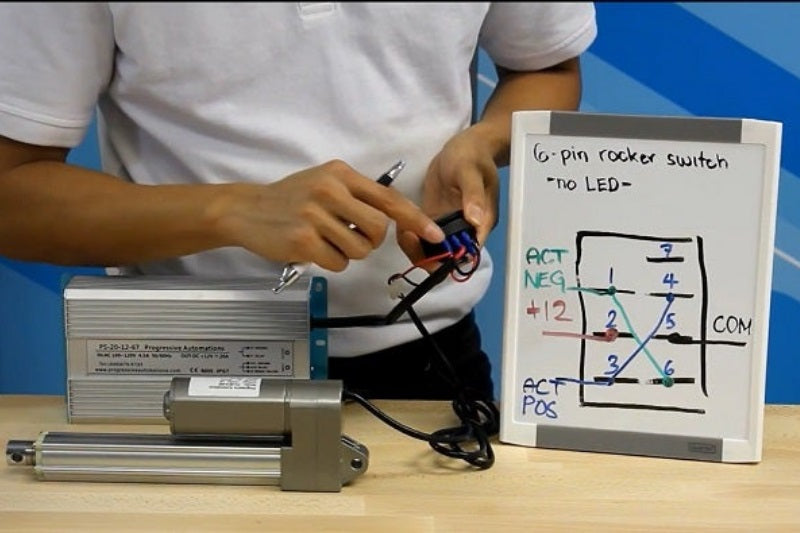 Figure 7: Physical wiring of a rocker switch to an actuator with brushed motor