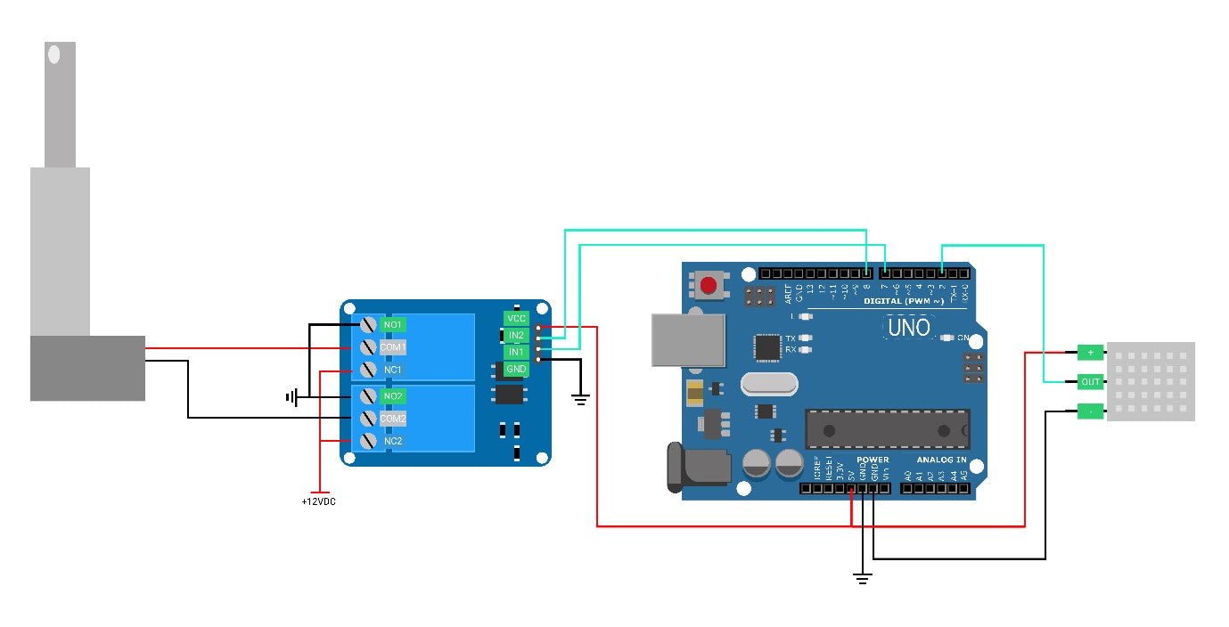 Actuator to relay and microcontroller wiring diagram 