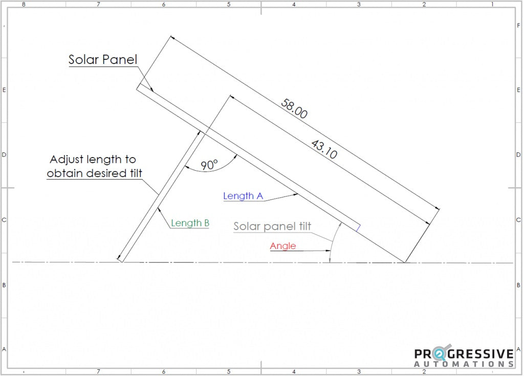 Drawing from the side perspective solar panel 