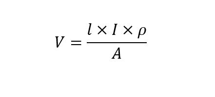 The equation to calculate the voltage drop across a cable