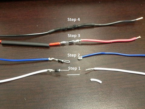 Photo of steps solder diodes inline