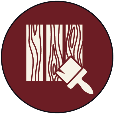 Icon of wood and an exterior stain brush