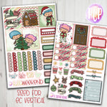 EC032 Vertical Christmas Morning Weekly Planner Stickers - PrettyCutePlanner