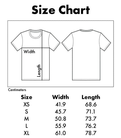 Yoga Junkies T-Shirt Size Chart