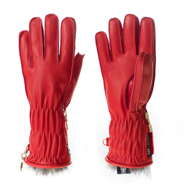 red ski gloves ladies