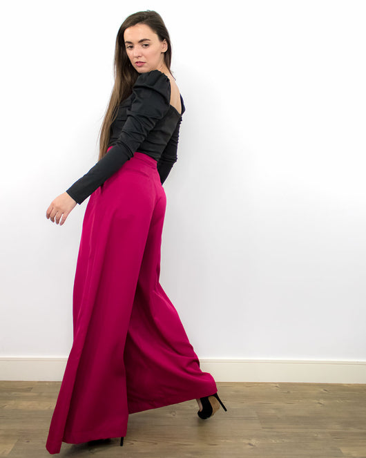 Whistles Linen Pocket Wide Leg Trousers, Red at John Lewis & Partners