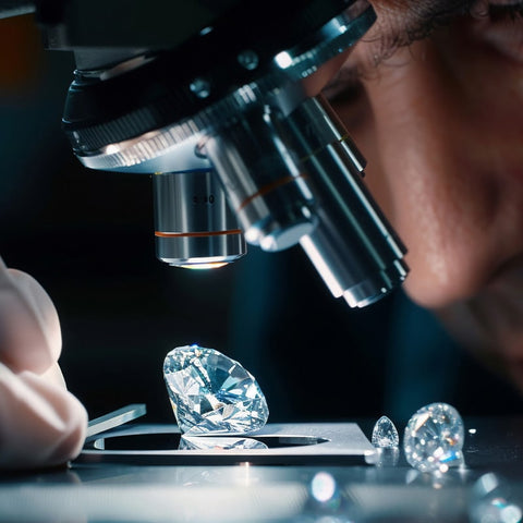A lab grown diamond under microscope