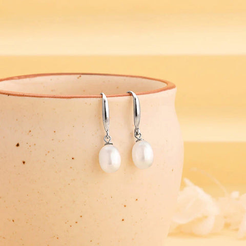 Silver Pearl Drop Earrings