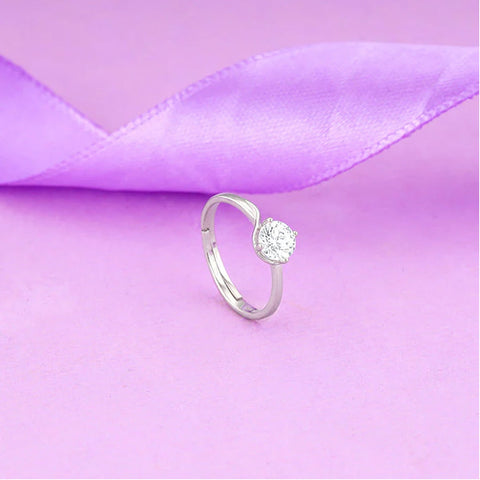 Silver Minimal Solitaire Ring