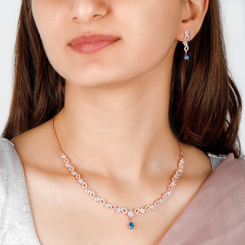 Rose Gold Blue Drop Set