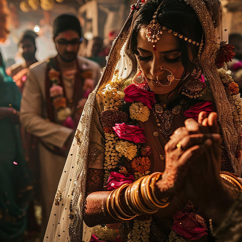 North indian bride wearing traditional mangalsutra