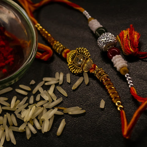Decorated Rakhis in one plate