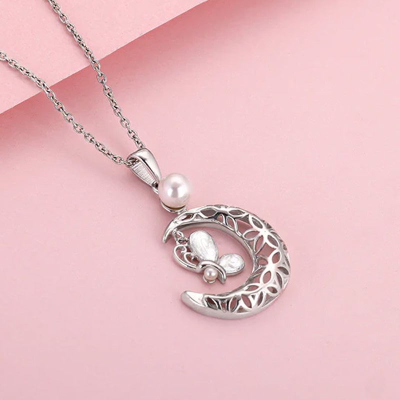 Silver Moonlit Butterfly Pendant