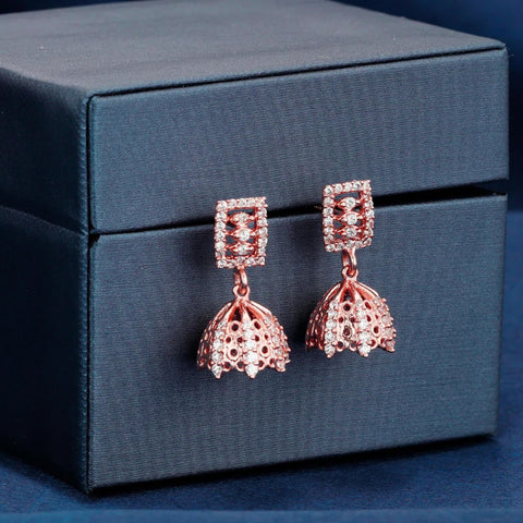 Rose Gold Glittering Crystal Jhumki