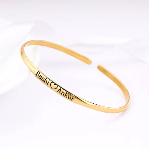 Personalised Golden True Love Cuff Bracelet