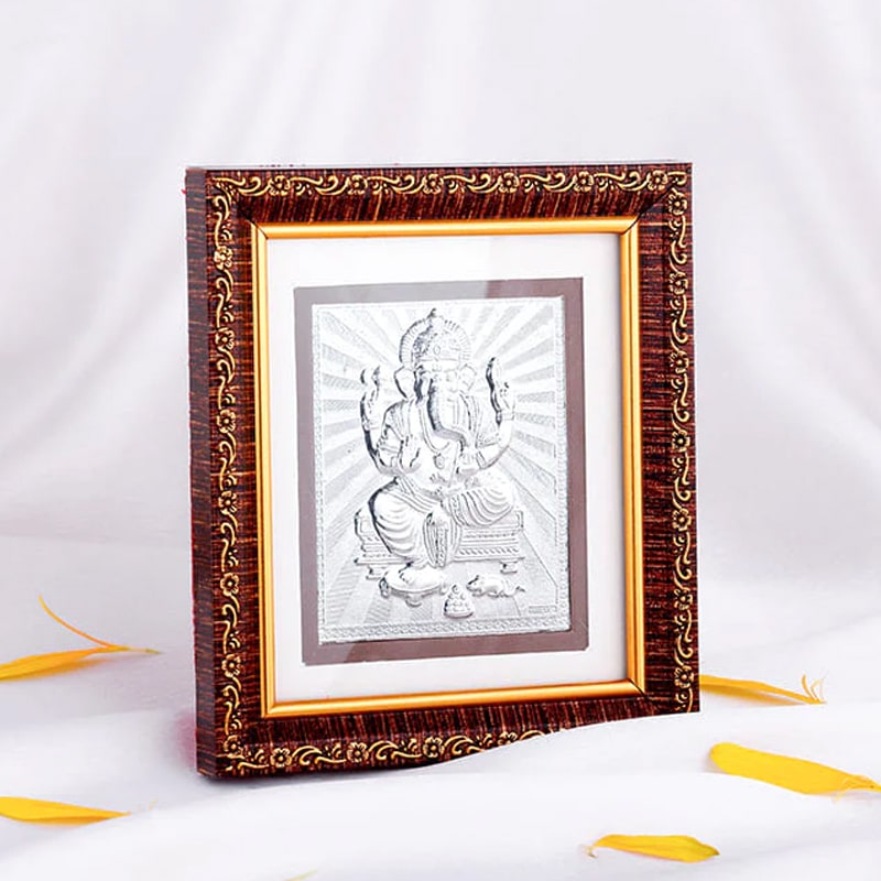 Silver Ganapati Framed Photo