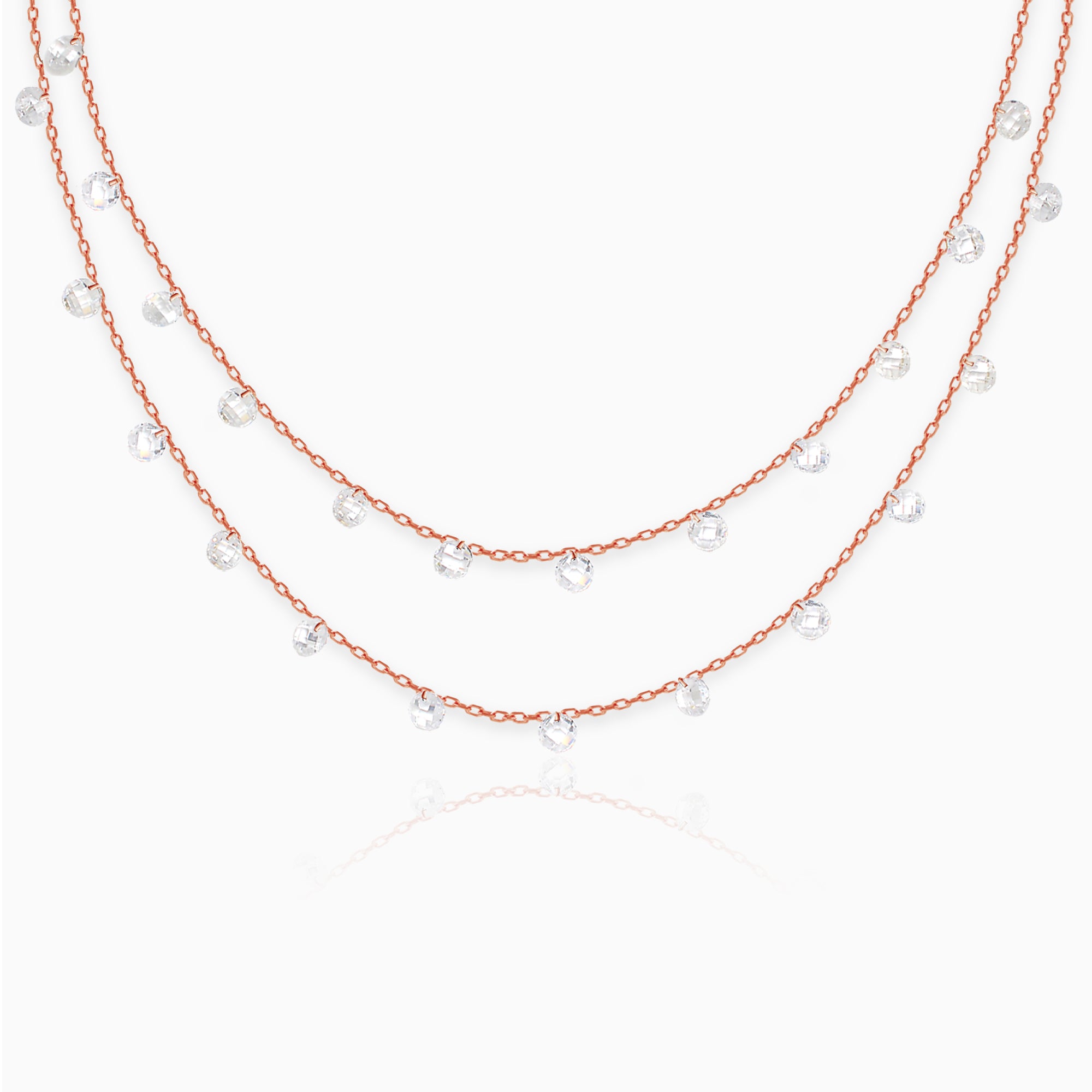 Blisse Allure 925 Sterling Silver Rose Gold Butterfly Layered Necklace