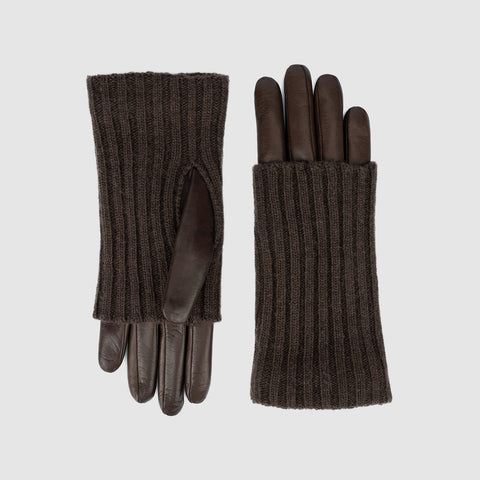 Women's italian leather woven gloves