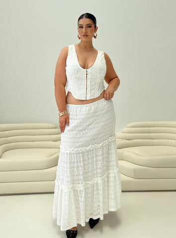 Shop Princess Polly Curve Buttacupe Lace Maxi Skirt In White