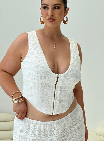 Shop Princess Polly Curve Buttacupe Lace Corset Top In White