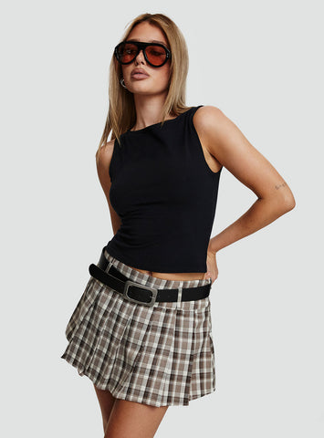 Princess Polly Envision Pleat Mini Skirt In Brown Multi